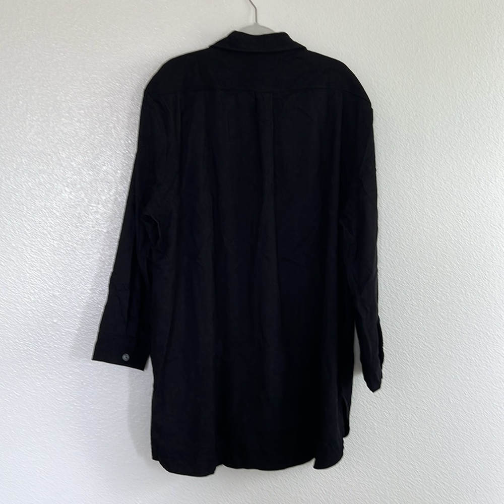 Lightweight Black Button Down Tunic Length Top, S… - image 6